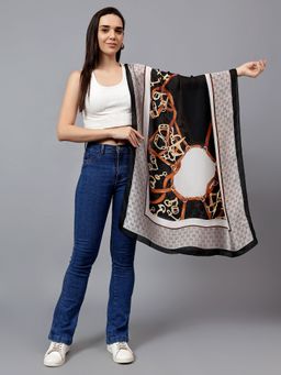 Mizash - Women Modal Silk Printed Stole - Black