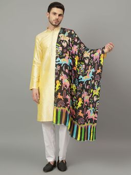 Mizash - Modal Silk Extra Soft Printed Stole - Black