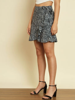 Trend Arrest - Abstract Print Grey Skirt