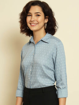 Trend Arrest - Blue Polka Dot Rayon Shirt