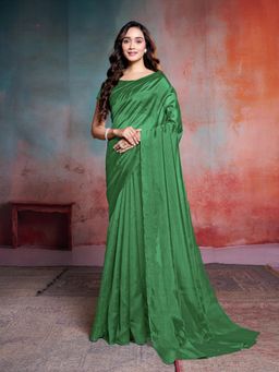 Garden VARELI - Women Green Solid Saree Without Blouse
