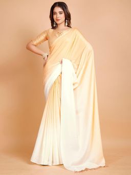 Garden VARELI - Women Beige Ombre Satin Saree Without Blouse