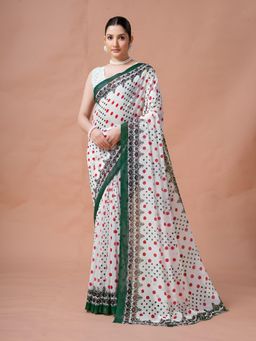 Garden VARELI - Green Printed Georgette Saree Without Blouse