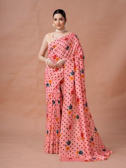 Garden VARELI - Peach Floral Georgette Saree Without Blouse