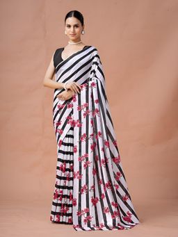 Garden VARELI - Black Stripes Georgette Saree Without Blouse