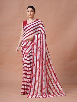 Garden VARELI - Maroon Stripes Georgette Saree Without Blouse