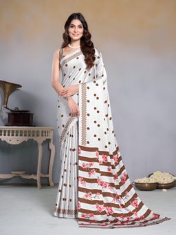 Garden VARELI - Brown Polka Dots Crepe Saree Without Blouse