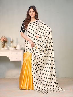 Garden VARELI - Yellow Polka Dots Crepe Saree Without Blouse