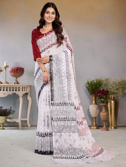 Garden VARELI - Brown Printed Viscose Saree Without Blouse