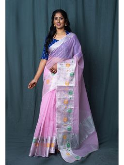 Unnati Silks - Pink Pure Banarasi Kota Saree with Unstitched Blouse