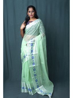 Unnati Silks - Green Pure Banarasi Kota Saree with Unstitched Blouse
