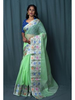 Unnati Silks - Green Pure Banarasi Kota Saree with Unstitched Blouse