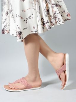 Carlton London - Peach Slip-On Round Toe Festive Women Flats