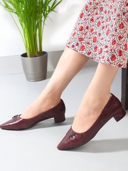 Carlton London - Wine Slip-On Pointed Toe Women Pump Heels
