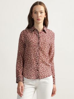 GANT - Red Printed Spread Collar Full Sleeves Shirt