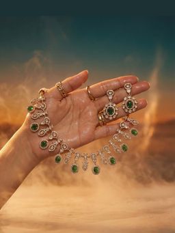 Tussya by Shreya - Celestia Moissanite Necklace with Earrings