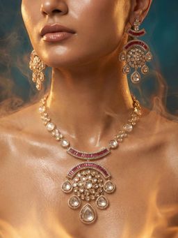 Tussya by Shreya - Zaria Moissanite Necklace with Earrings