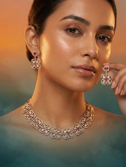 Tussya by Shreya - Virella Moissanite Necklace with Earrings
