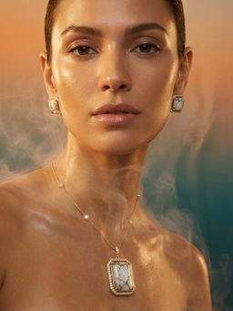 Tussya by Shreya - Arista Moissanite Necklace with Earrings