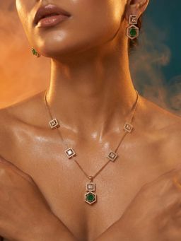 Tussya by Shreya - Calista Moissanite Necklace with Earrings