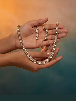 Tussya by Shreya - Aurelle Moissanite Necklace with Earrings