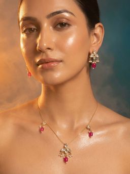 Tussya by Shreya - Miraya Moissanite Necklace with Earrings