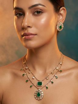 Tussya by Shreya - Sorelle Moissanite Necklace with Earrings