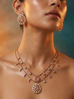 Tussya by Shreya - Lunara Moissanite Necklace with Earrings