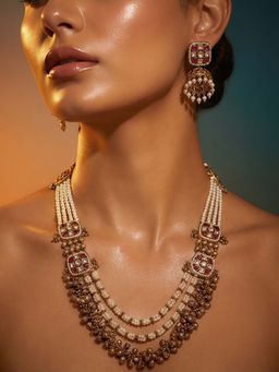 Tussya by Shreya - Olyra Moissanite Necklace with Earrings