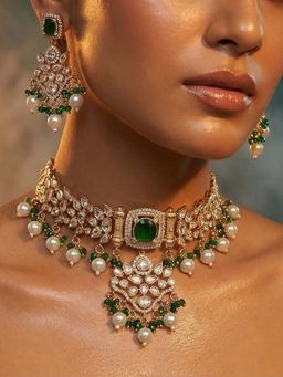 Tussya by Shreya - Zarina Moissanite Necklace with Earrings