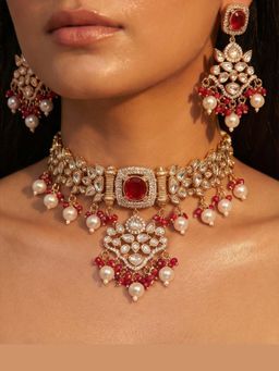 Tussya by Shreya - Elira Moissanite Necklace with Earrings