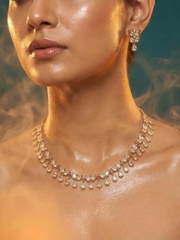 Tussya by Shreya - Arlina Moissanite Necklace with Earrings