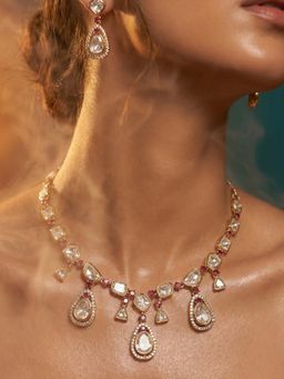 Tussya by Shreya - Valira Moissanite Necklace with Earrings