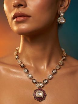 Tussya by Shreya - Vireya Moissanite Necklace with Earrings