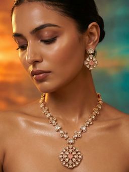 Tussya by Shreya - Celestra Moissanite Necklace with Earrings