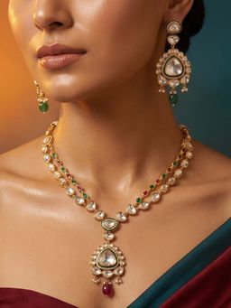 Tussya by Shreya - Arvella Moissanite Necklace with Earrings