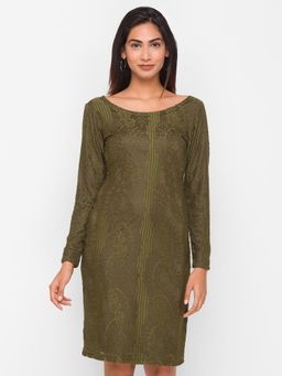 Globus - Olive Self Design Dress
