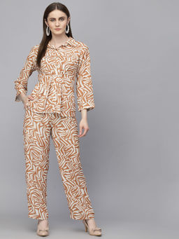 Gipsy - Beige Printed Georgette Co-Ord (Set of 2)