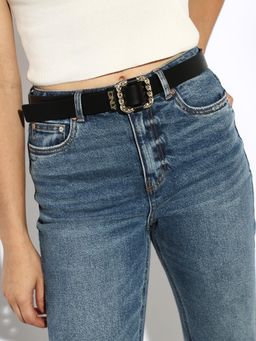 ONLY - Textured Belt with Gold Metal Buckle