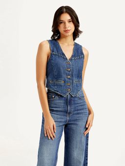 Levi's - Womens Solid Blue Denim Waistcoat