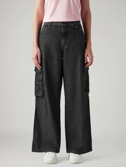 Levi's - Womens Charcoal-Grey Loose Fit Mid Rise Jeans