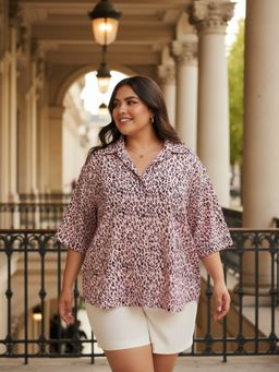 Qurvii - Pink Leopard Print Shirt