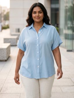 Qurvii - Light Blue Rayon Shirt