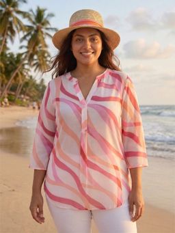 Qurvii - Mandarin Collar Half Placket Top