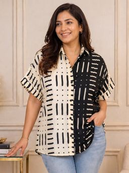 Qurvii - Multi-Colour Printed Block Shirt