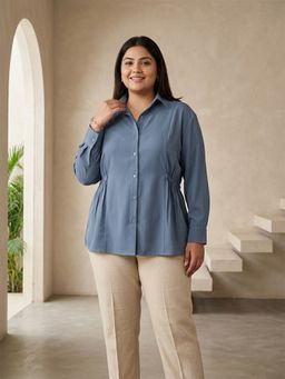 Qurvii - Steel Grey Solid Shirt