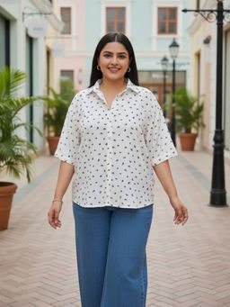 Qurvii - White Printed Shirt