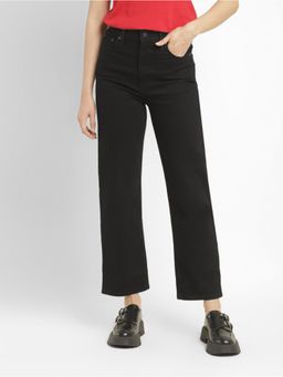 Levi's - Womens High Rise 724 Slim Straight Fit Black Jeans