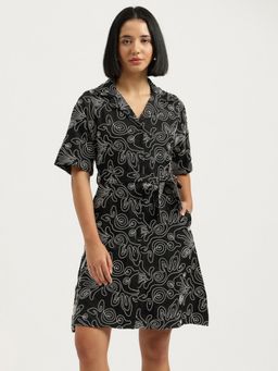 United Colors of Benetton - Regular Fit Cuban Collar Black Mini Dress