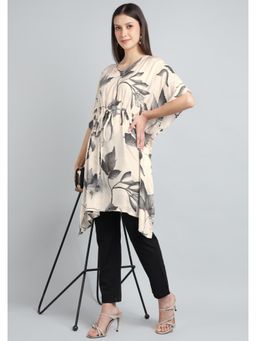 Zari Jaipur - Beige Floral Printed Kaftan